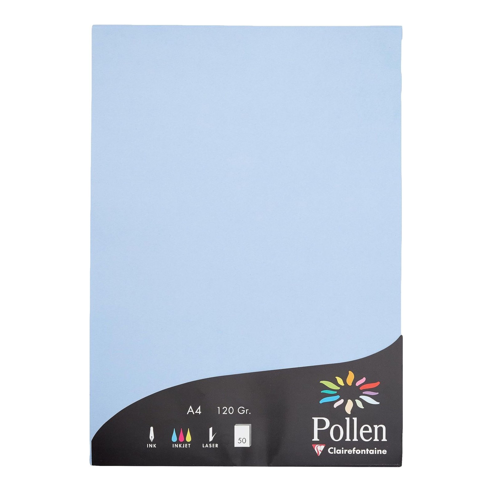 Clairefontaine 44238C Wallet of 50 Sheets Format A4 (21x29,7cm) 120gsm Lavender Blue Invitation Correspondence Paper Pollen range Premium Smooth Paper