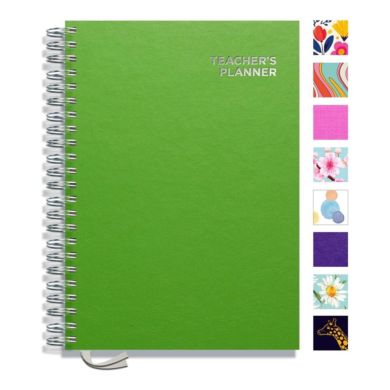 Teacher Planner 2026-2027 A4 size by Pirongs | 9 Lesson Planner for Teachers | Page a day | Undated, Hardback, Wiro-bound Teachers Planner - Green