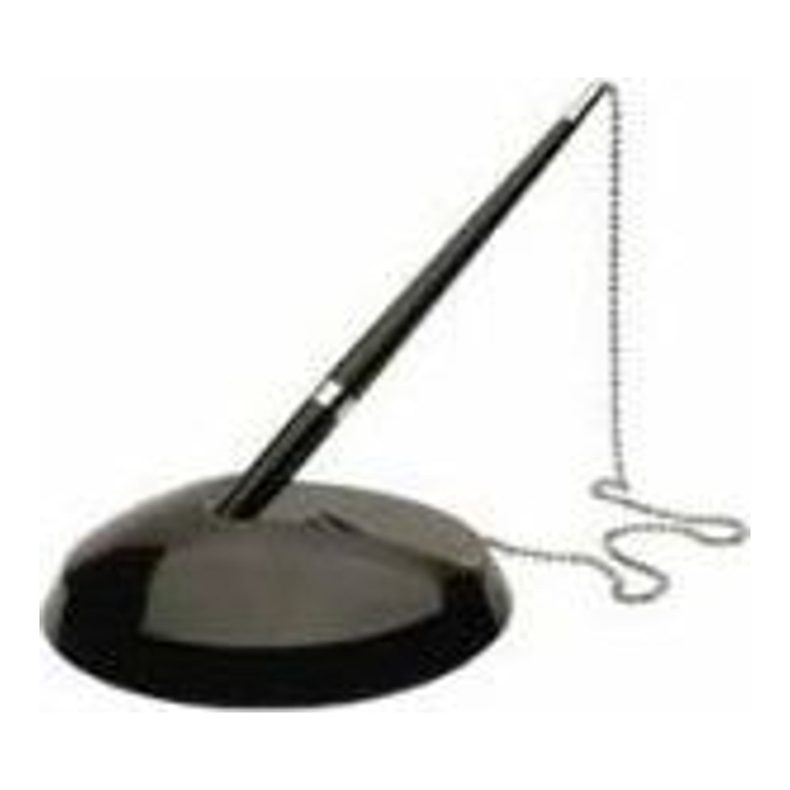 6 X Reception Pen Desk Set On Chain With Stand- Black Counter Pen + Free Refills