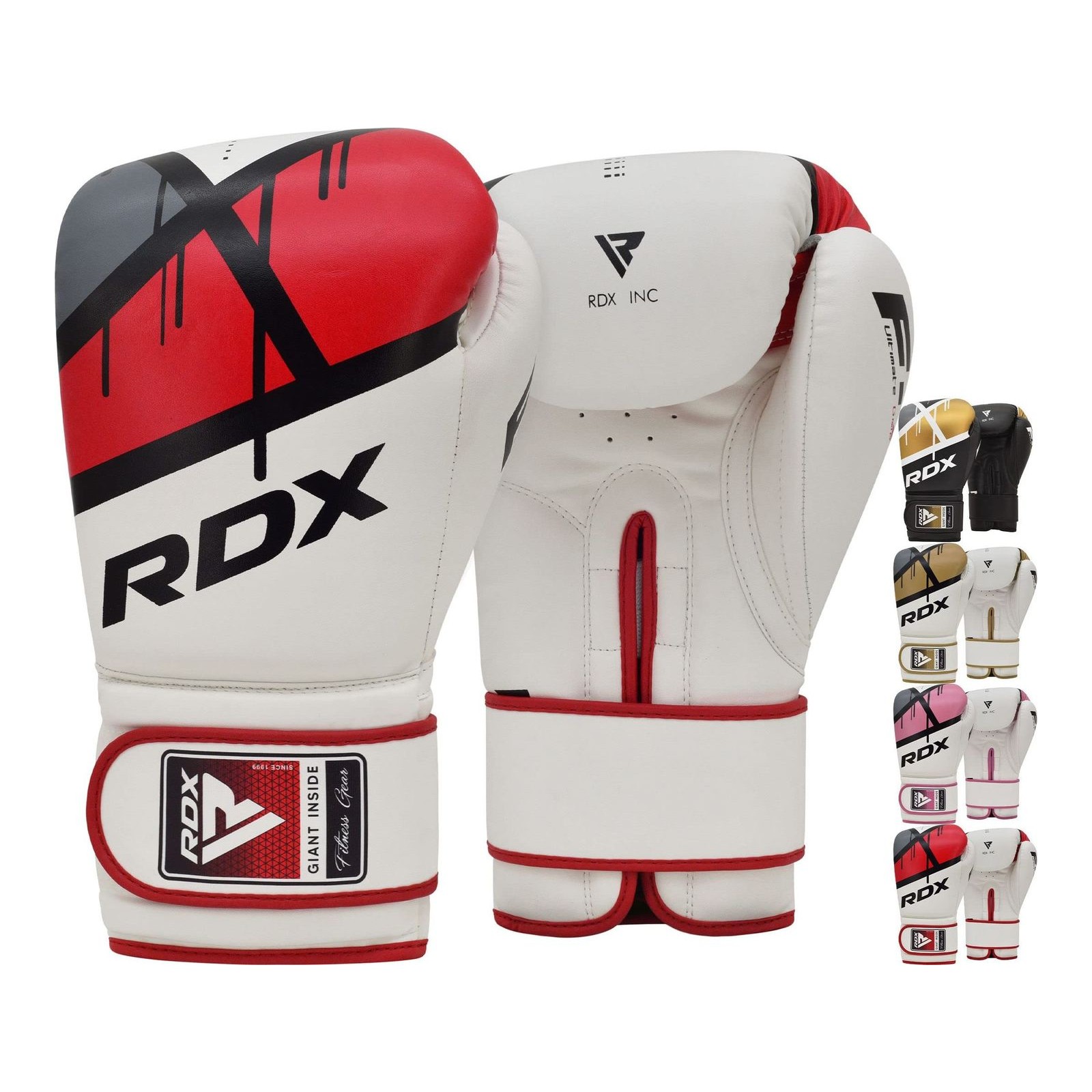 RDX Boxing Gloves Ego Muay Thai Training Maya Hide Leather Sparring Punching Bag Mitts kickboxing Fighting, Red, 14 oz