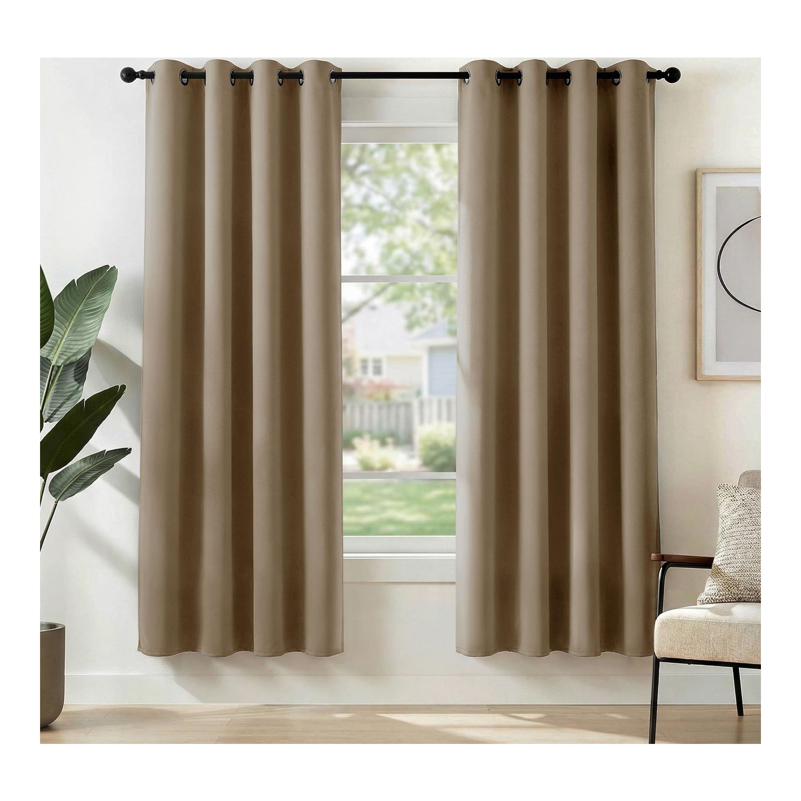 Deconovo Home Decorative Room Curtains Darkening Solid Curtains Thermal Insulated Blackout Curtains for Kids Bedroom 140x180cm Taupe Two Panels