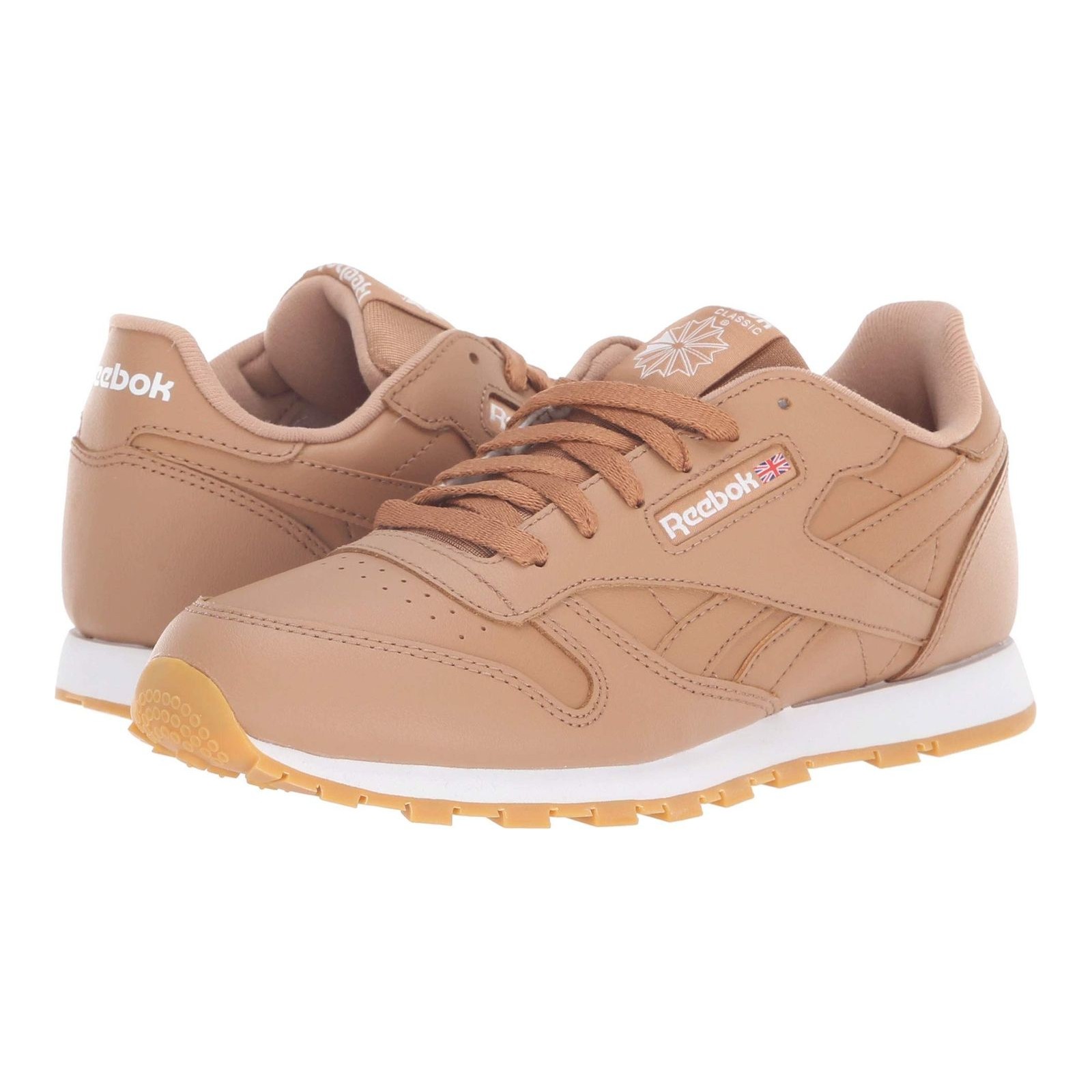 Reebok Unisex Classic Leather Sneaker, Gum-Soft Camel/White, 1 M US Little Kid