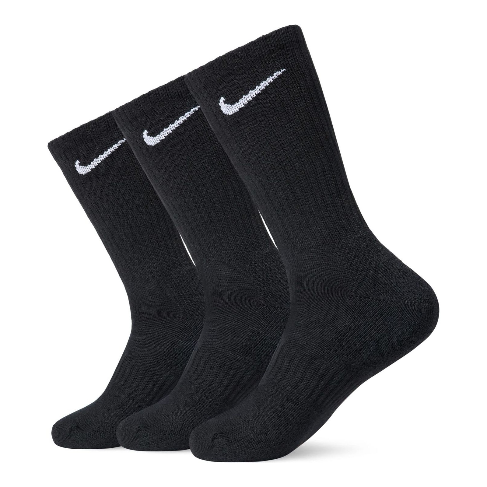 Nike U NK Everyday CUSH Crew 3PR Socks, wh(blk) / DGH(blk) / Blk(wh), White / Grey / Black, 38