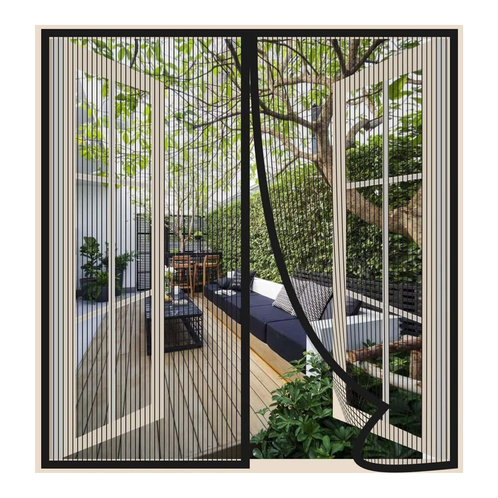 Risareyi Magnetic Fly Screens for Window 60x155cm, Black Mesh Mosquito Net for Patio Door Fly Screen Curtain Closes Automatically Anti-Mosquito Bugs Insects for Reinforced