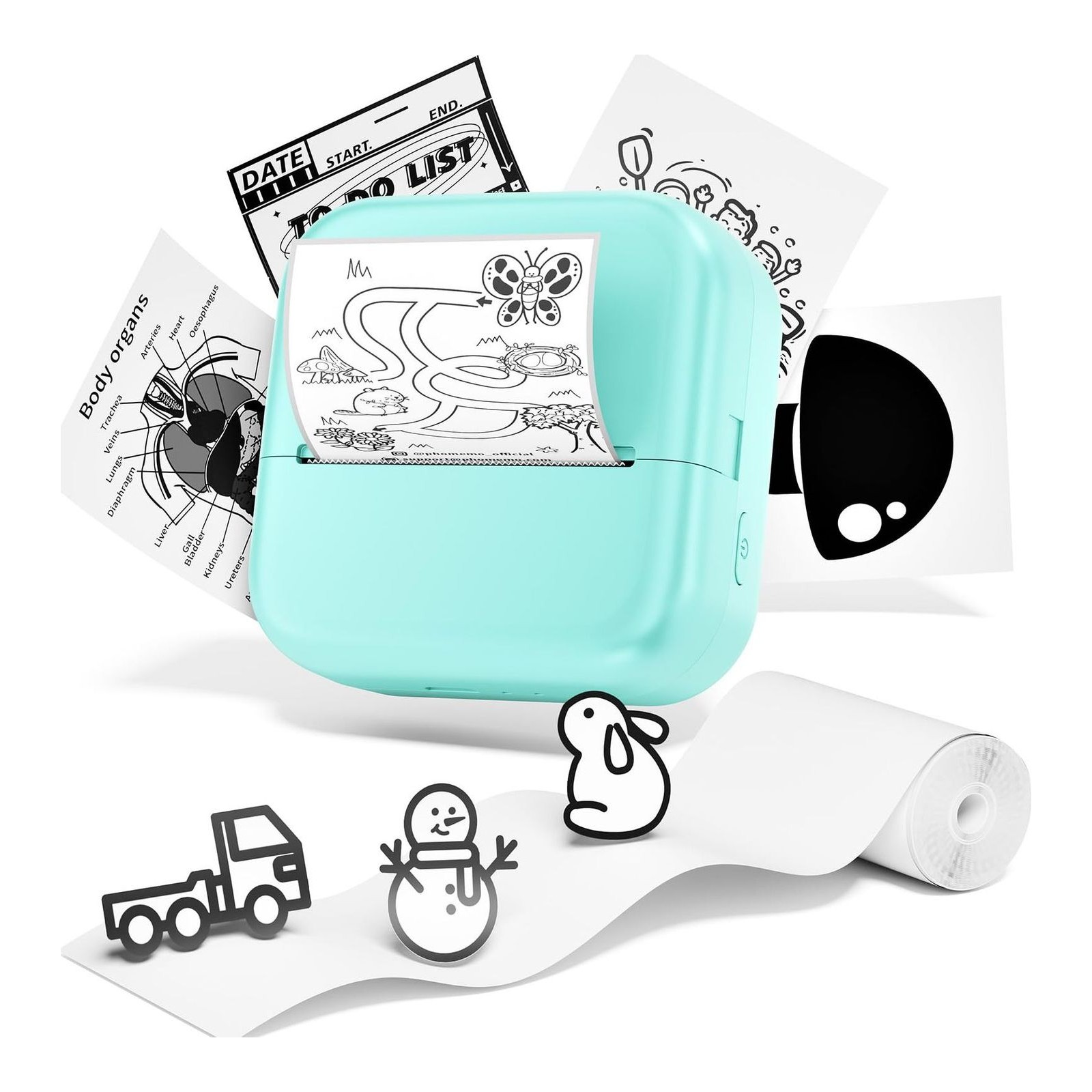Phomemo Mini Printer - Sticker Printer M02X Mini Thermal Printer Portable Sticker Maker Instant Print for Students to Print Study Graphics, Anatomical Diagrams, Stickers, Photos, Gift for Kids