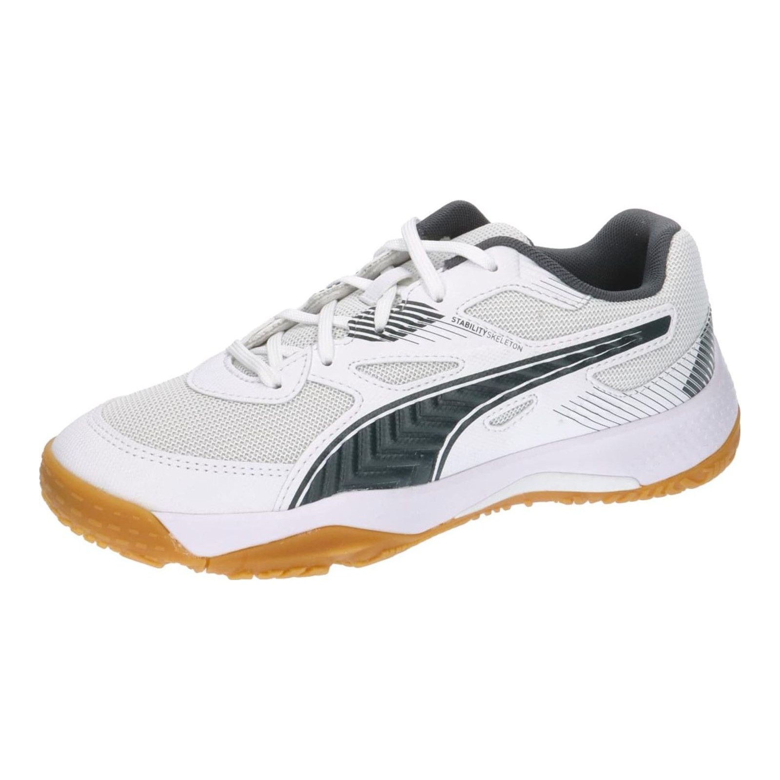Puma Unisex Youth Solarflash Jr Ii Indoor Court Shoes, Puma White-Shadow Gray-Gum, 4.5 UK