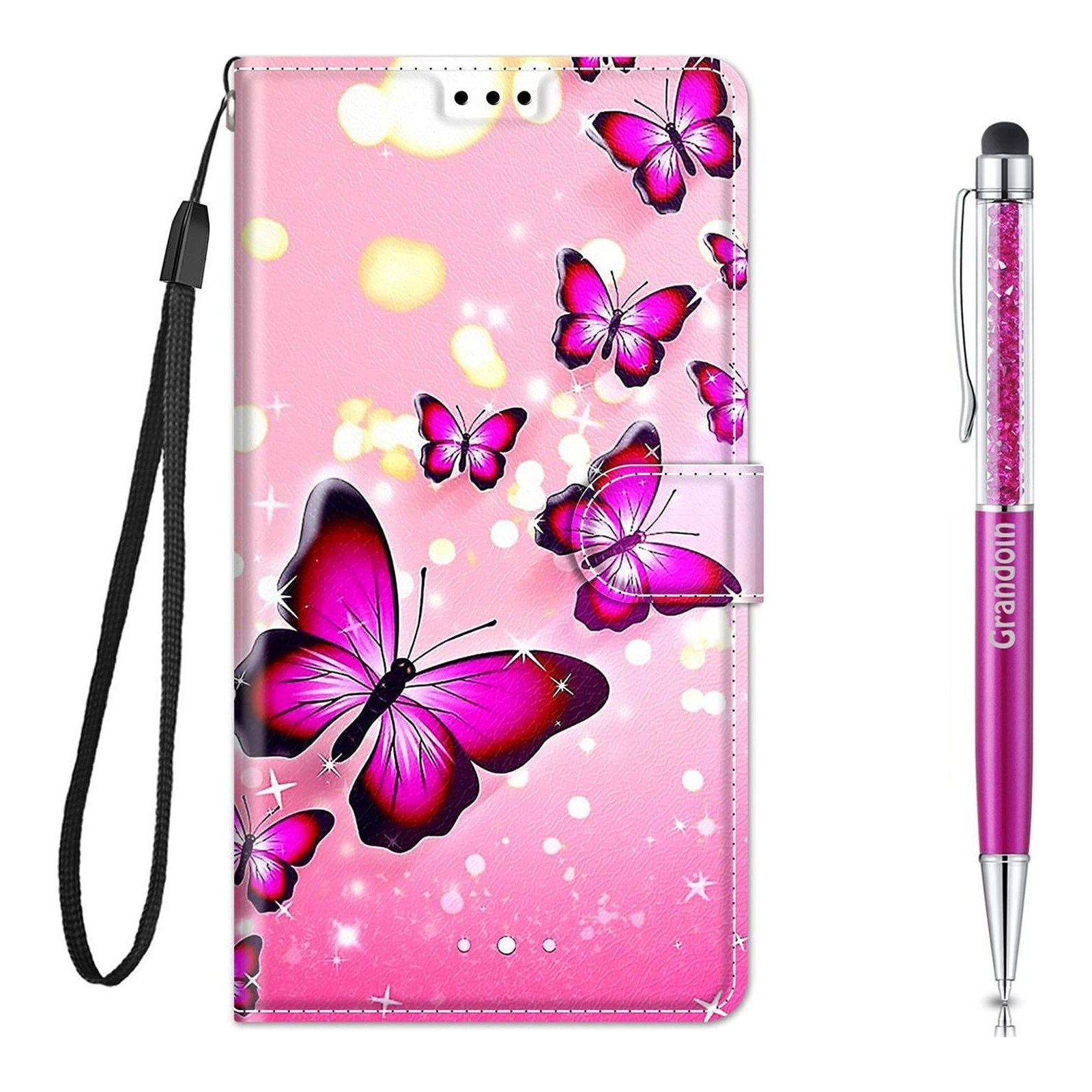 Grandoin Compatible with Samsung Galaxy A53 5G Case, PU Leather Shockproof Flip Cover Wallet Case with Magnetic Closure Stand Card Holder ID Slot Folio Soft TPU Bumper Protective Skin (Butterfly 1)