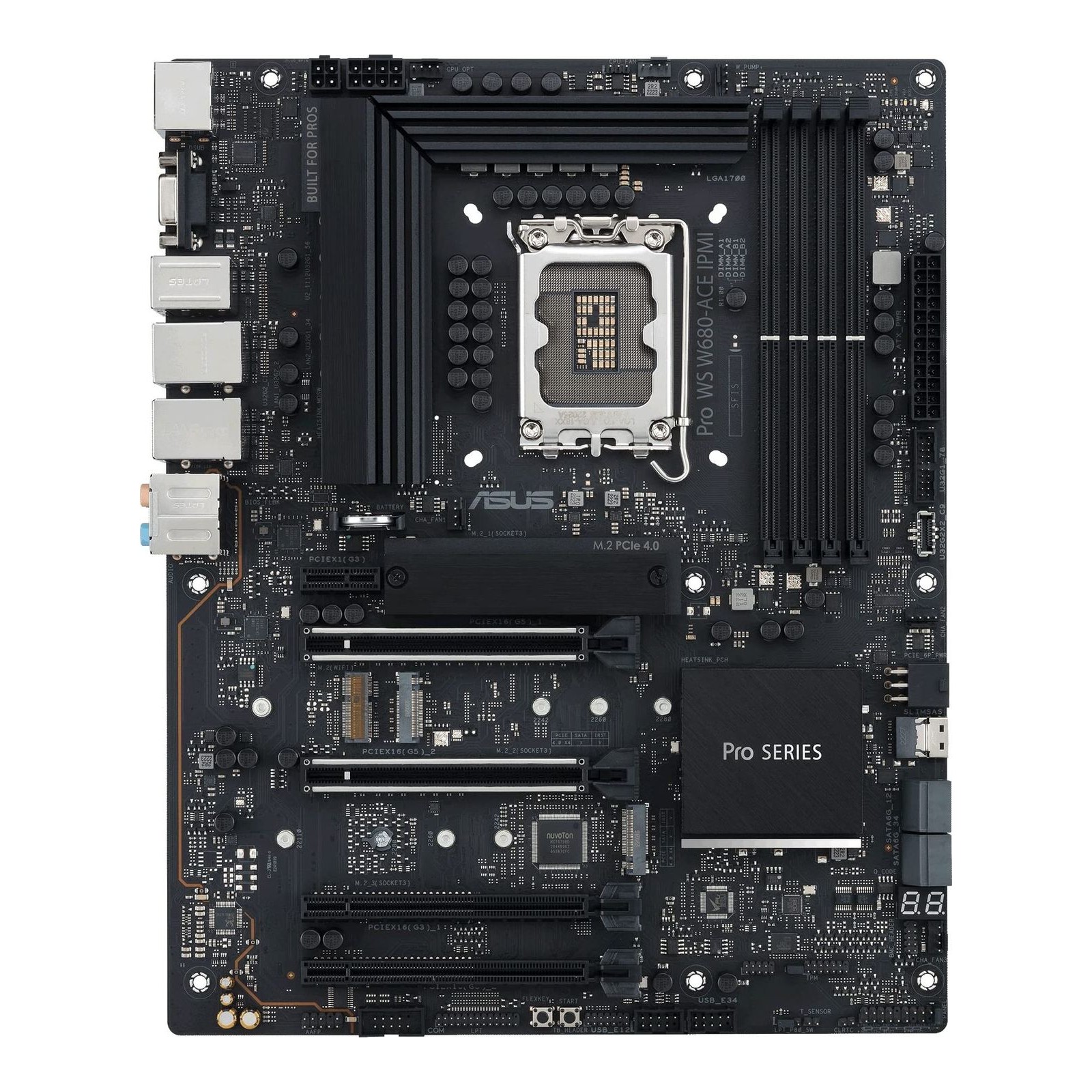 ASUS Pro WS W680-ACE IPMI Intel LGA1700 ATX workstation motherboard,2x PCIe 5.0x16 slot,DDR5,ECC memory,2x2.5 Gb Lan,3xM.2 slots,SlimSAS,BMC header,THUNDERBOLT4 Header,IPMI Expansion card bundled,ACCE