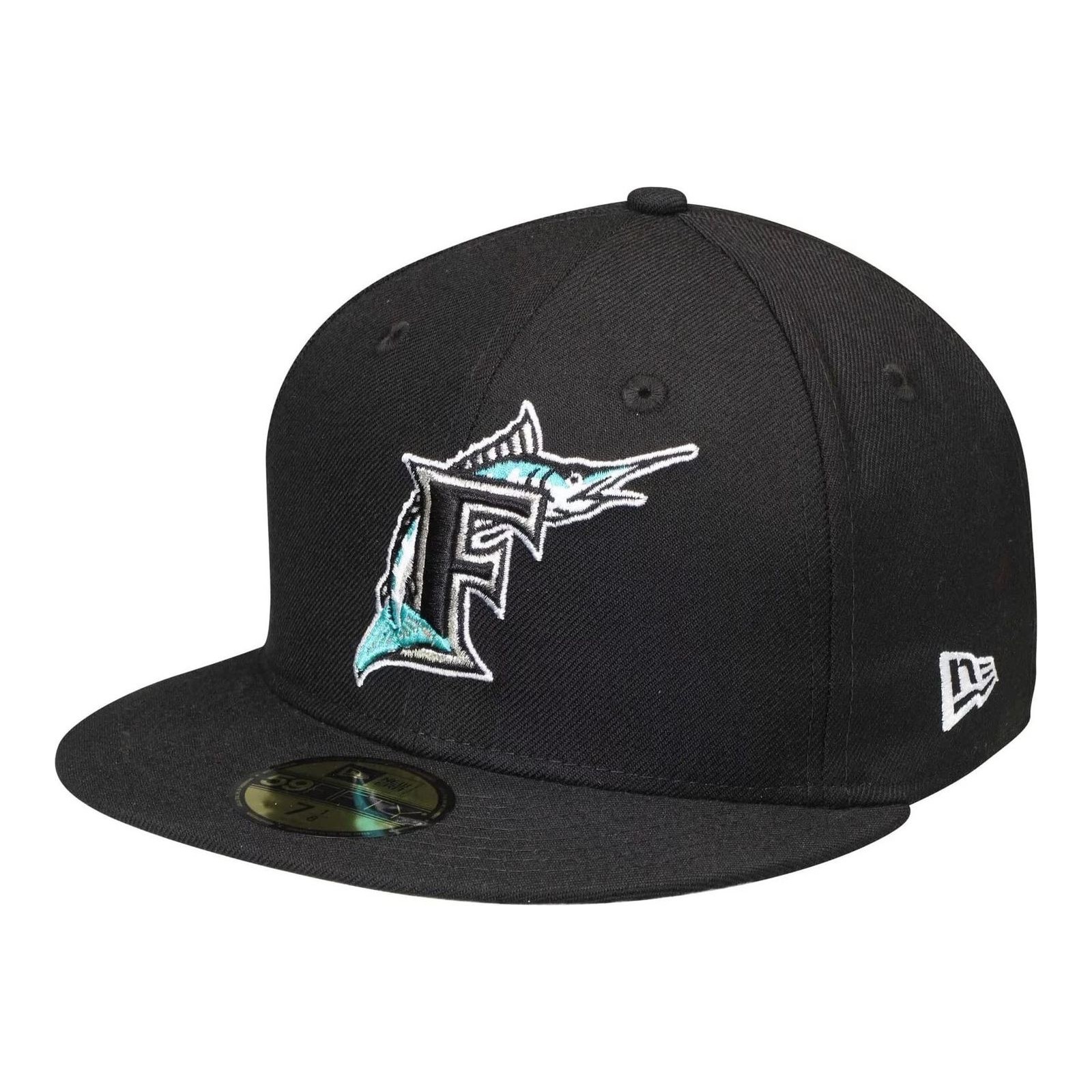 New Era Men's Snapback, Miami Marlins Black Cooperstown, 7.5