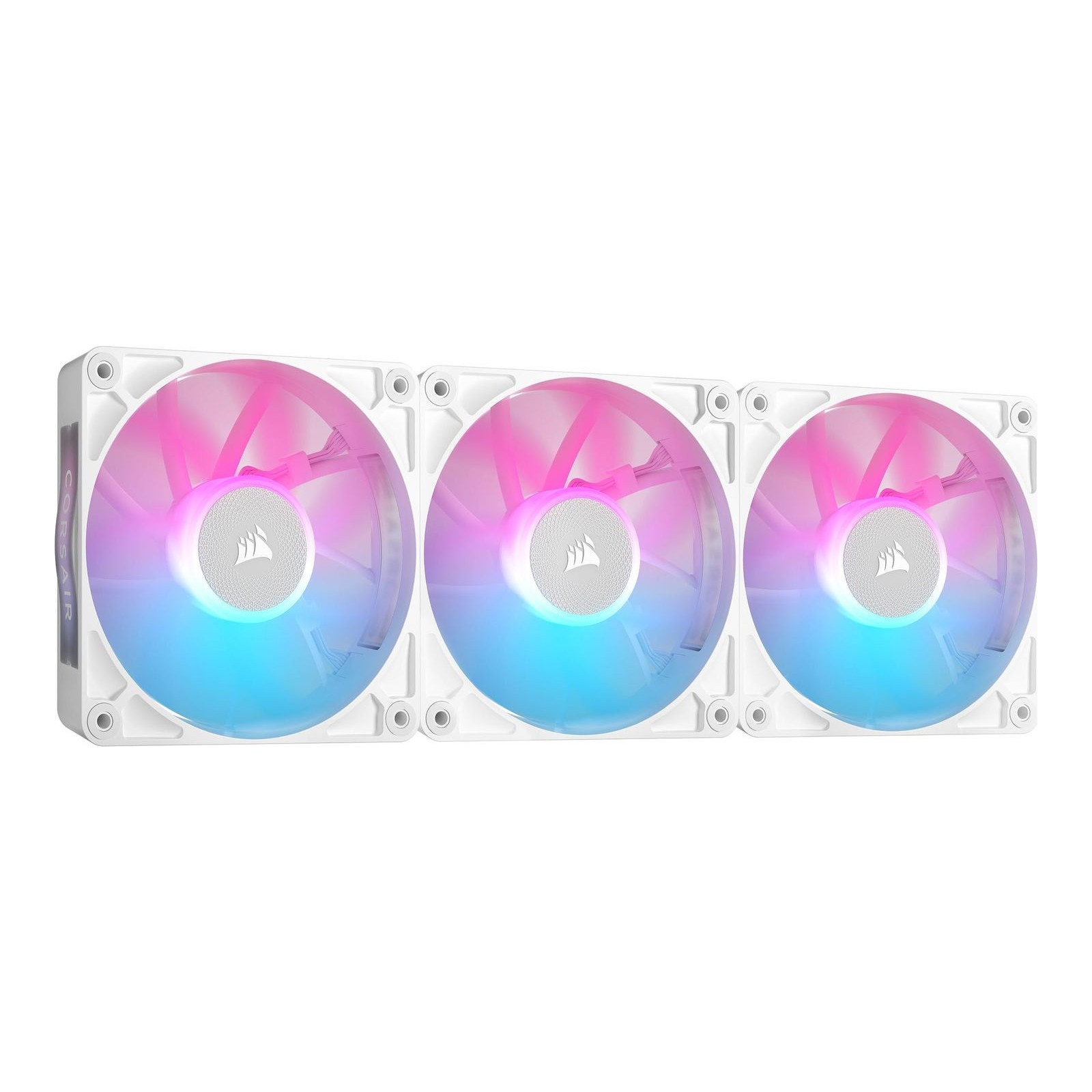 Corsair iCUE LINK RX120 RGB 120mm PWM Fans with iCUE LINK System Hub - Magnetic Dome Bearing - Triple Pack - White