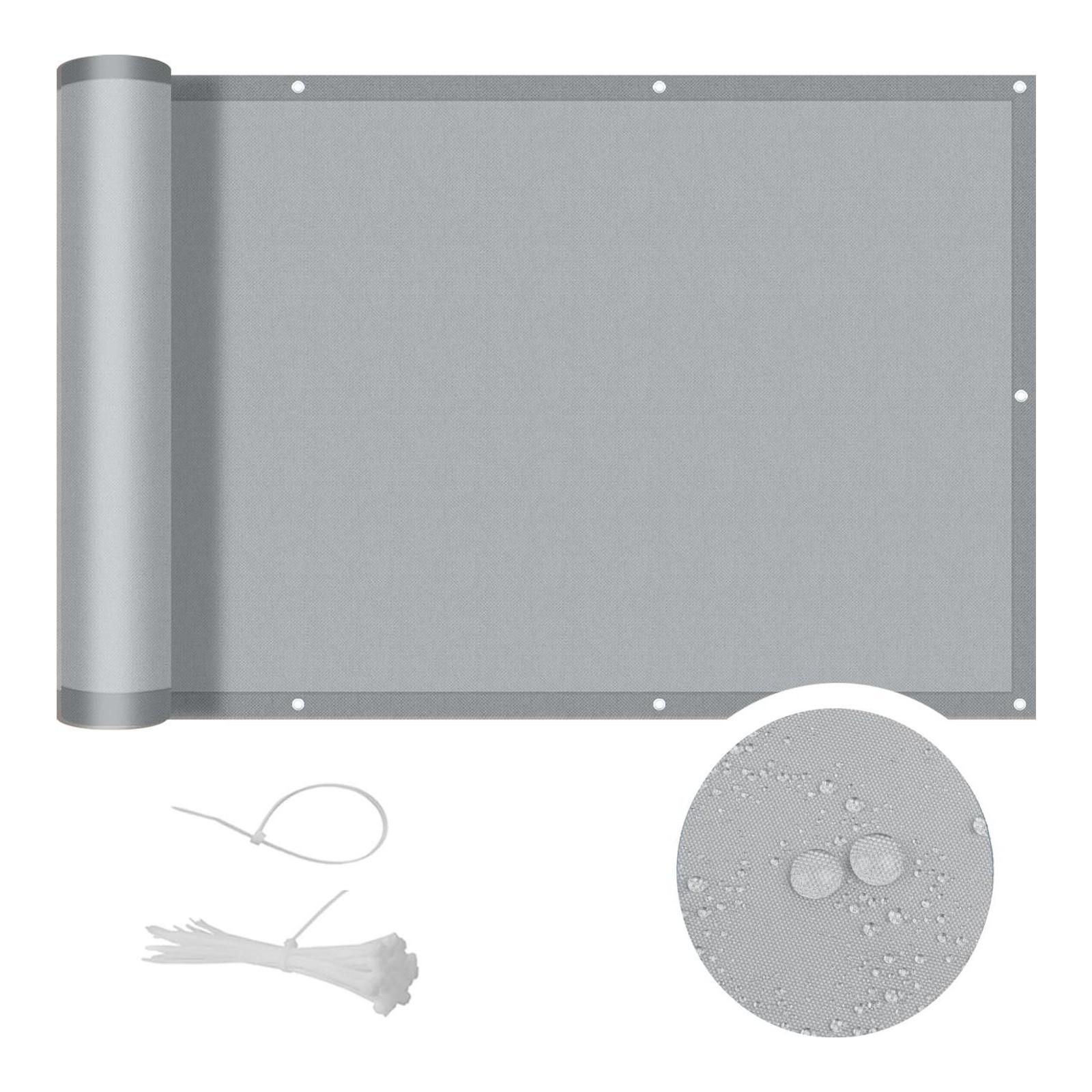 Cool Area balcony privacy screen, PES balcony cover anti-peeping, anti-rain, anti-ultraviolet, 70x1000cm, Grey(customized)