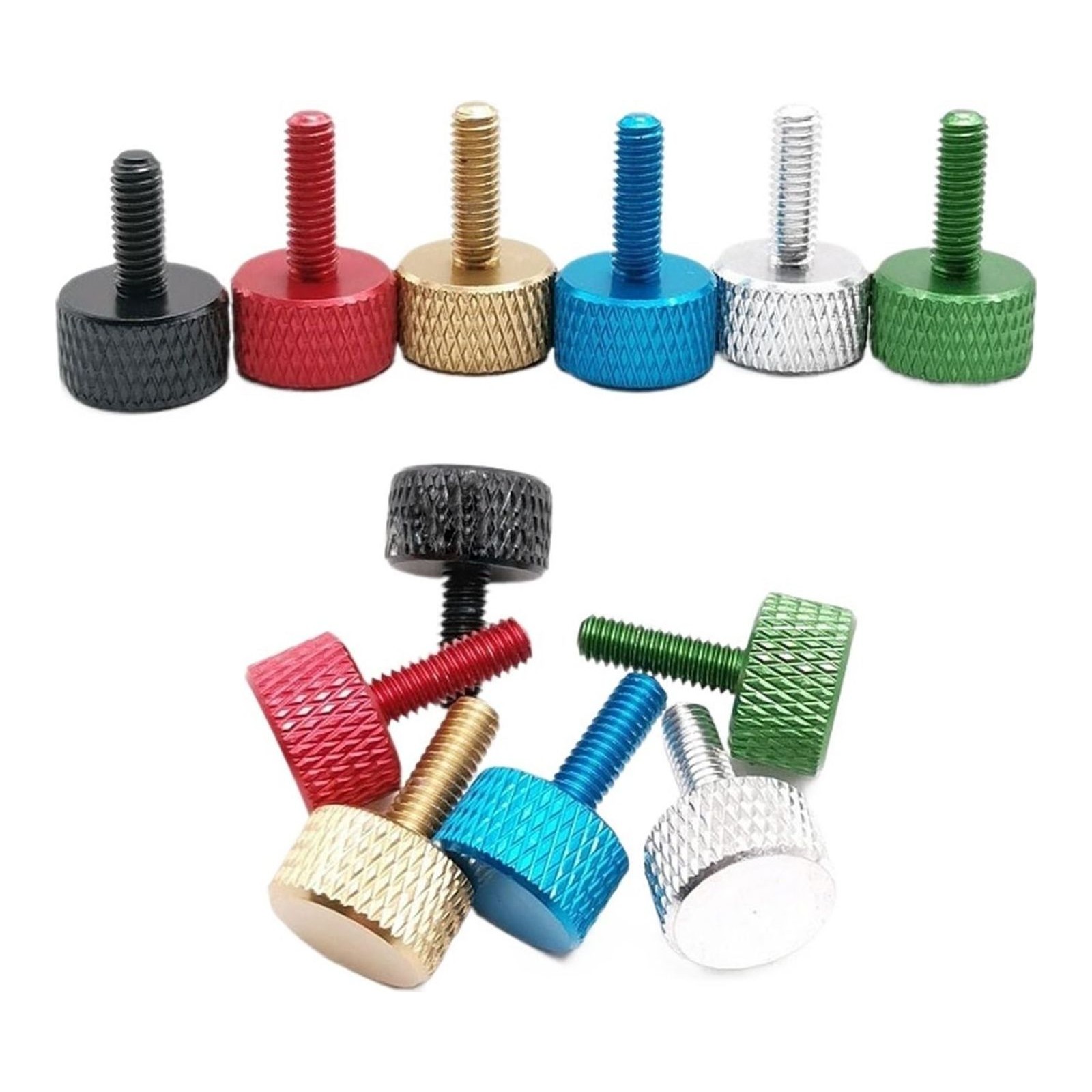 M3 M4 Knurled-Head Thumb Screws Aluminum Alloy Anodized Manual Adjustment Bolts DIY Parts For PC Computer Case Multicolor Select (Color : 10PCS, Size : M4x16mm(Dark Green))
