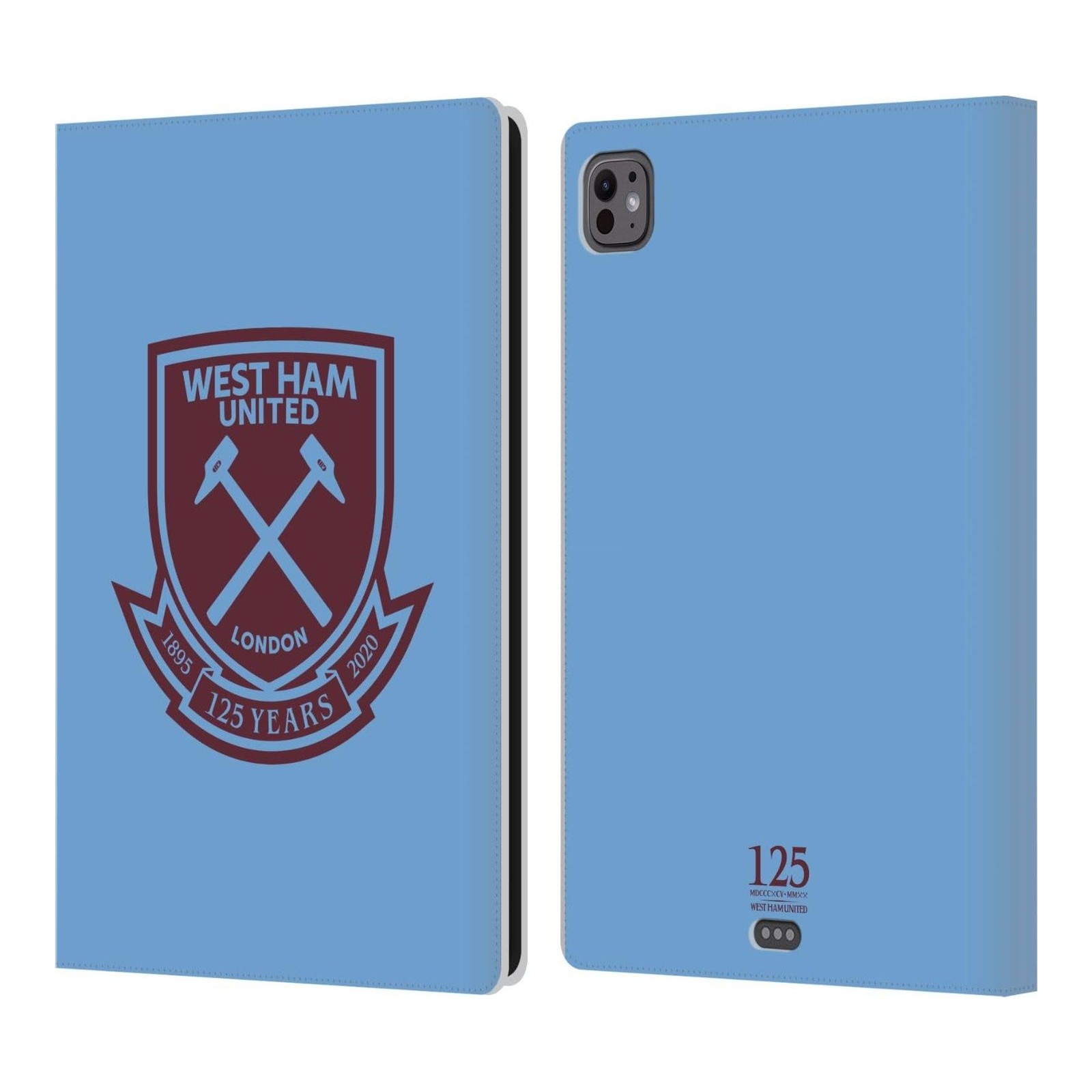 Head Case Designs Officially Licensed West Ham United FC Claret Crest 2 125 Year Anniversary Leather Wallet Case Compatible With Apple iPad Pro 11 M4/M5 2024/2025