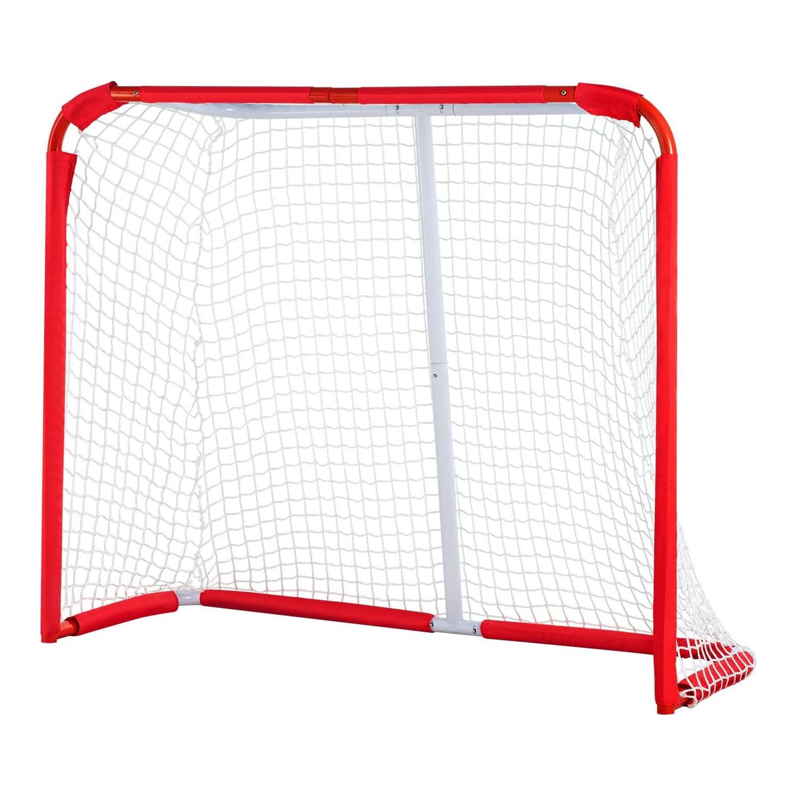 VEVOR Youth Street Hockey Net, Indoor Outdoor Steel Hockey Goal, Portable Lightweight Youth Street + Roller for Kids, Junior Hockey Training Goal Set with Net, Easy Assemble, 54" x 44", White/Red