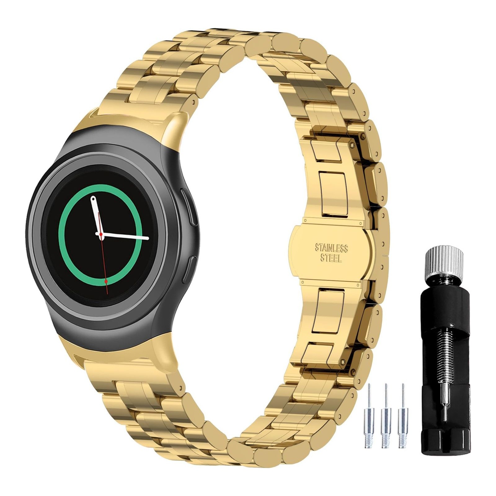 Gheper Metal Watch Band 316L Stainless Steel Compatible with Samsung Gear S2 SM-R720/SM-R730 Smartwatch Wristband Replacement Strap for Women Men